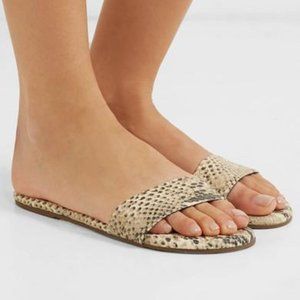 TKEES Alex snake-effect leather slides